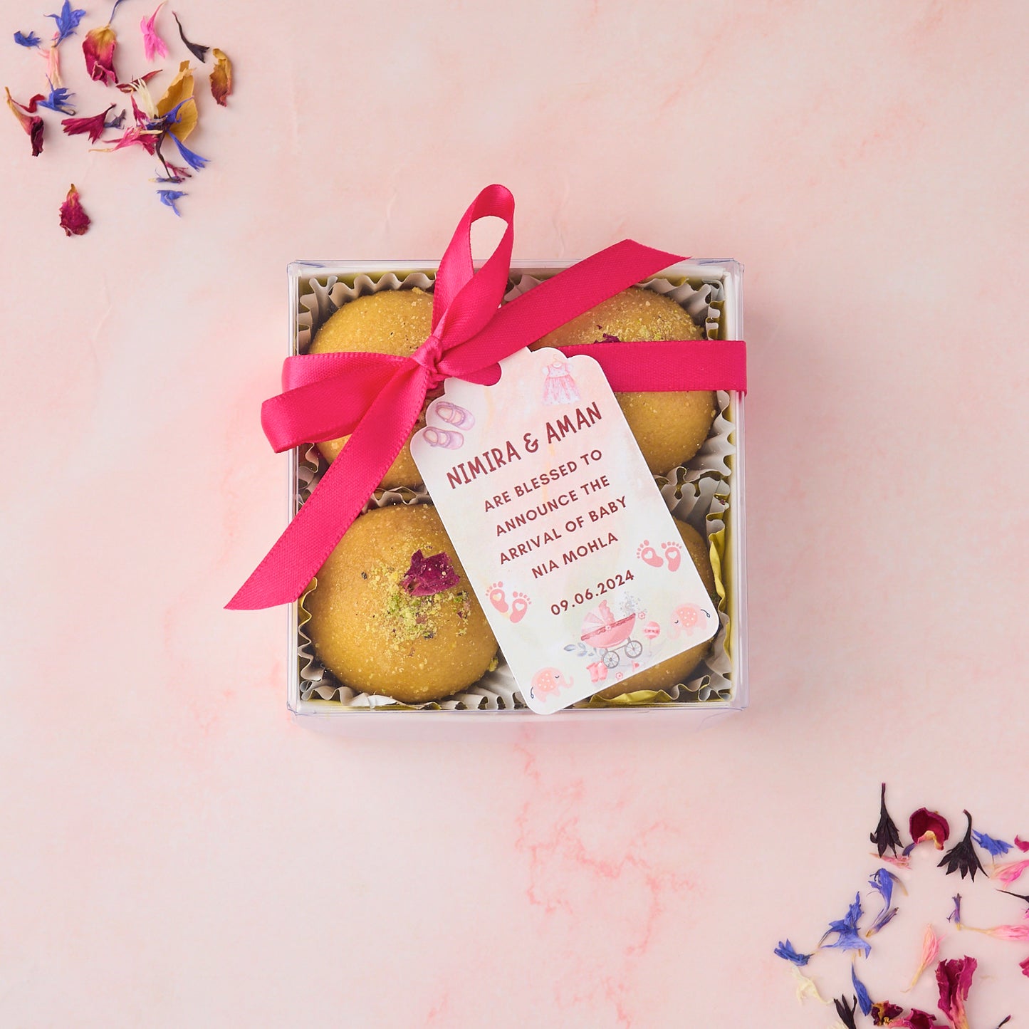 Besan Laddoo 4 Pc Box with Tag by Eatwithsimer