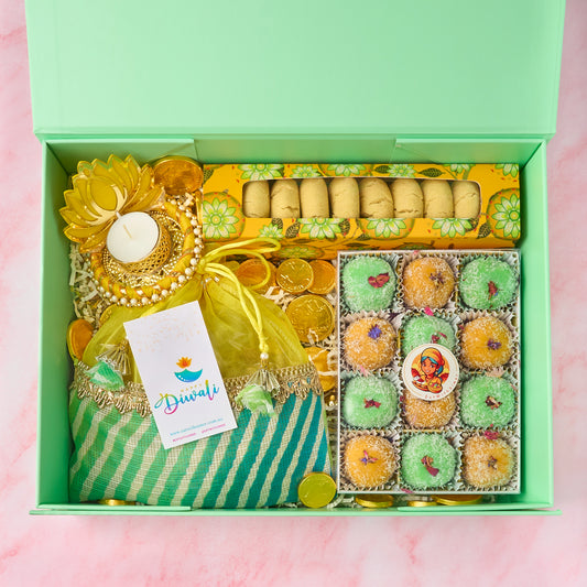 Indian sweets hamper with diya for Diwali gifts Australia