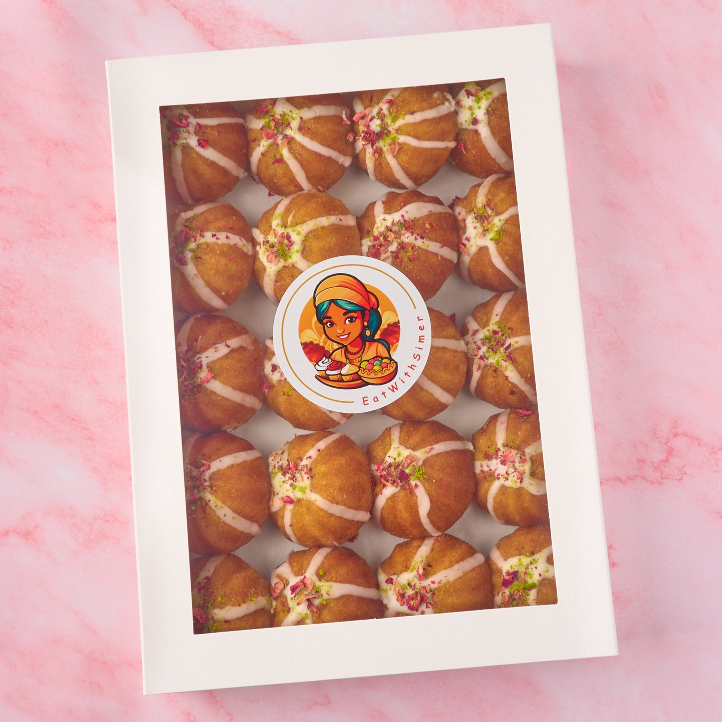 Eggless Gulab Jamun Tea Cakes neatly packed in 20 pc gift box – EatWithSimer Sydney