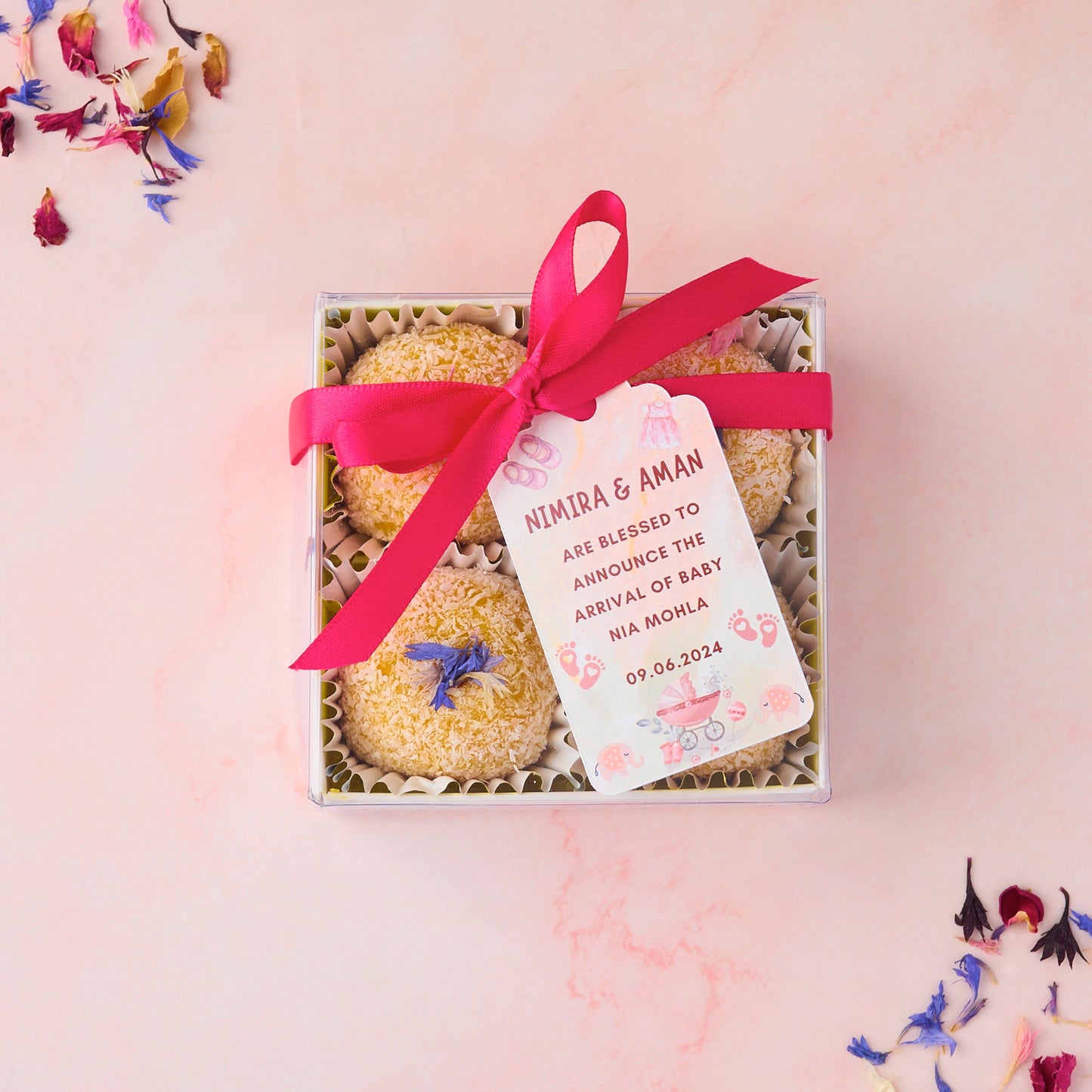 Mango Coconut Laddoo 4 Pc Box with Gift Tag by Eatwithsimer