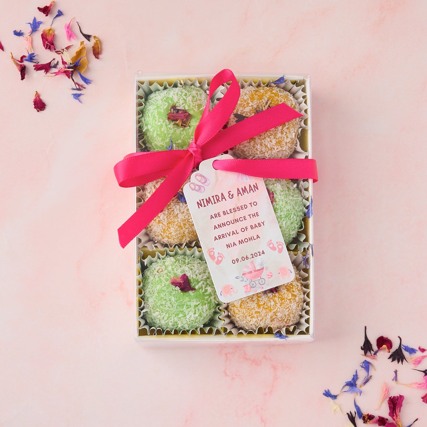 Mango and Gulkand Laddoo 6 Pc Box with Gift Tag by Eatwithsimer