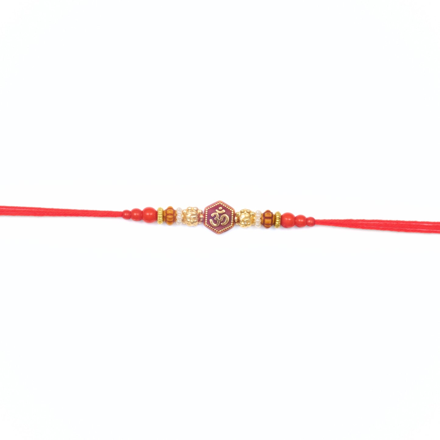 OM Rakhi with red thread and gold beads – Rakhi online order from Sydney