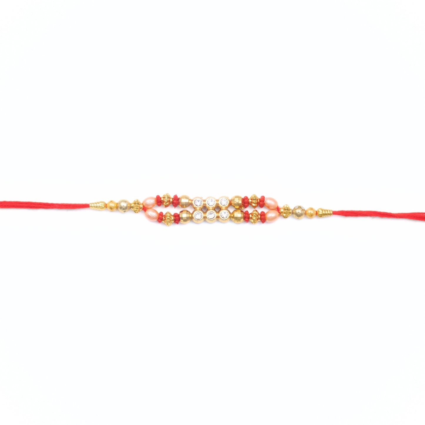 Golden pearl Rakhdi for brother with red thread – Shop Rakhdi online in Australia