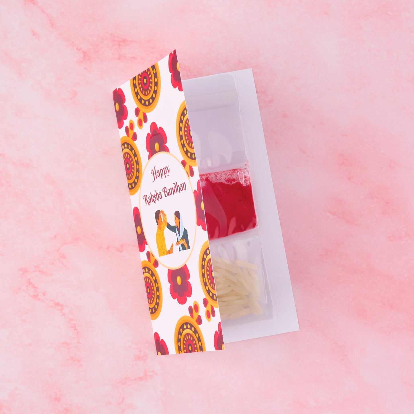 Raksha Bandhan tilak set with kumkum, rice, and Happy Rakhi message card – ships from Sydney