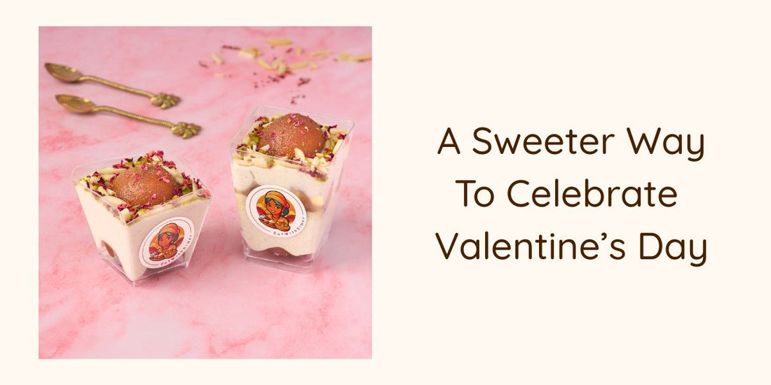 Valentine’s dessert cups with gulab jamun rabdi mousse beautifully presented for gifting in Sydney