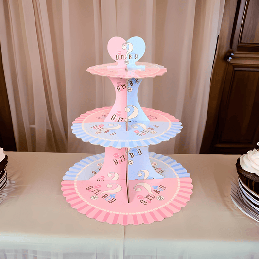 3 Tier Cupcake Stand Gender Reveal Party
