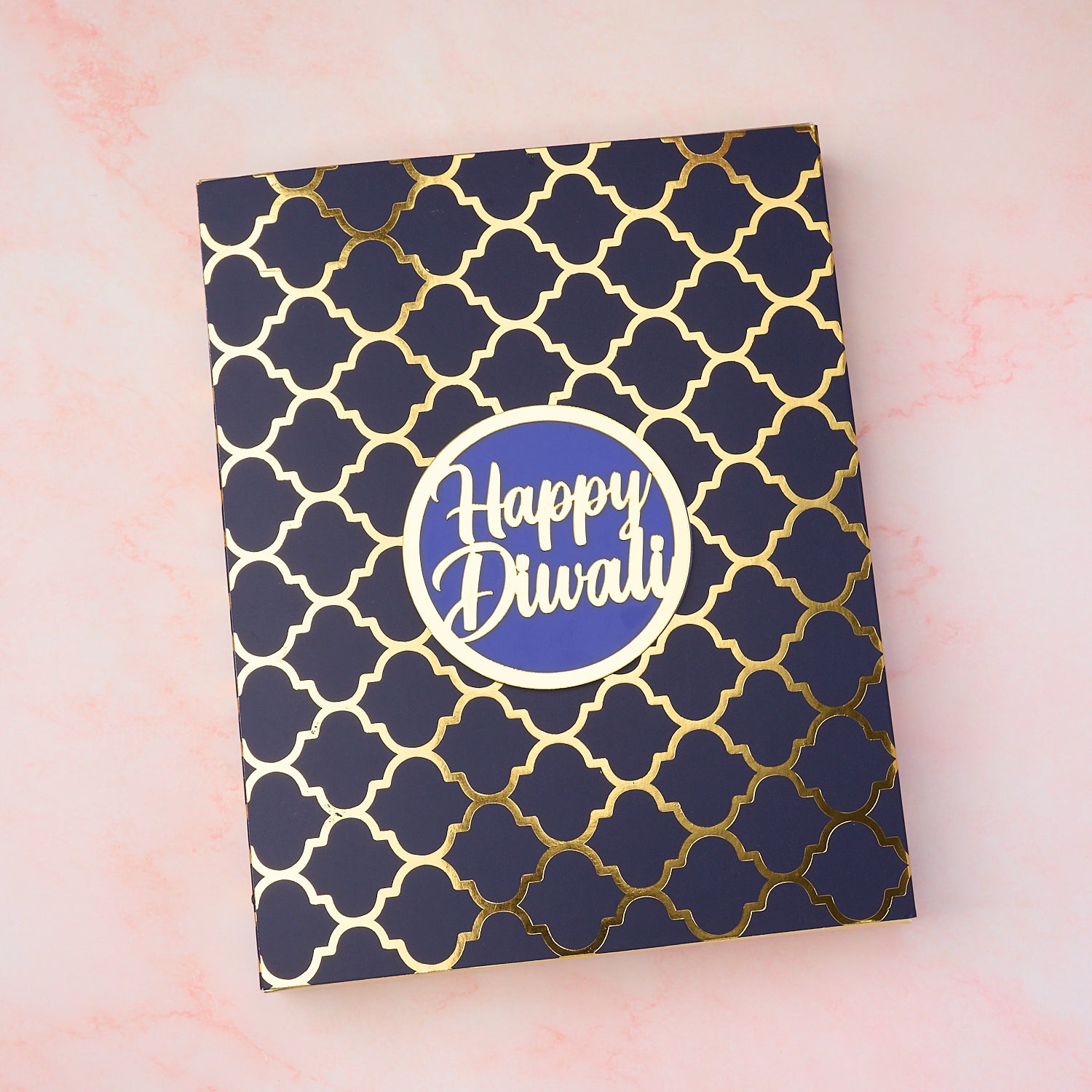 Dark blue Diwali gift box with gold design – sweets & hampers Sydney