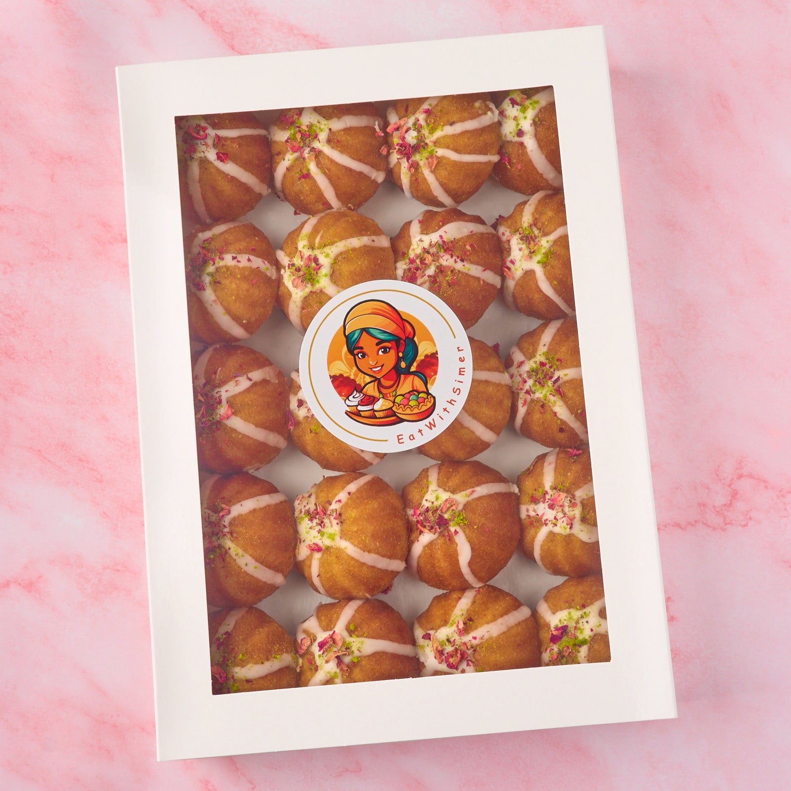 Eggless Gulab Jamun Tea Cakes neatly packed in 20 pc gift box – EatWithSimer Sydney