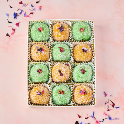 Mango & Gulkand Laddoo 12 Pc Box by Eatwithsimer