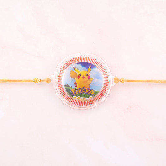 Pikachu Pokémon Rakhi for kids with yellow thread – lightweight Rakhi for younger brothers, perfect Raksha Bandhan gift shipped from Sydney, Australia.