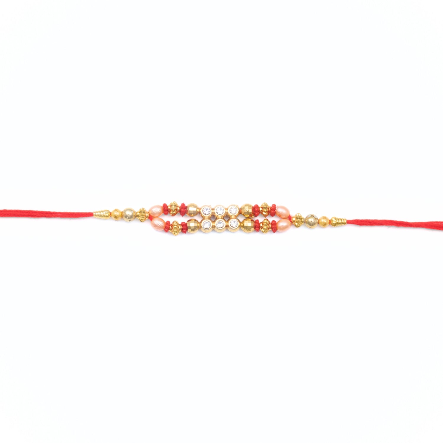 Golden pearl Rakhdi for brother with red thread – Shop Rakhdi online in Australia