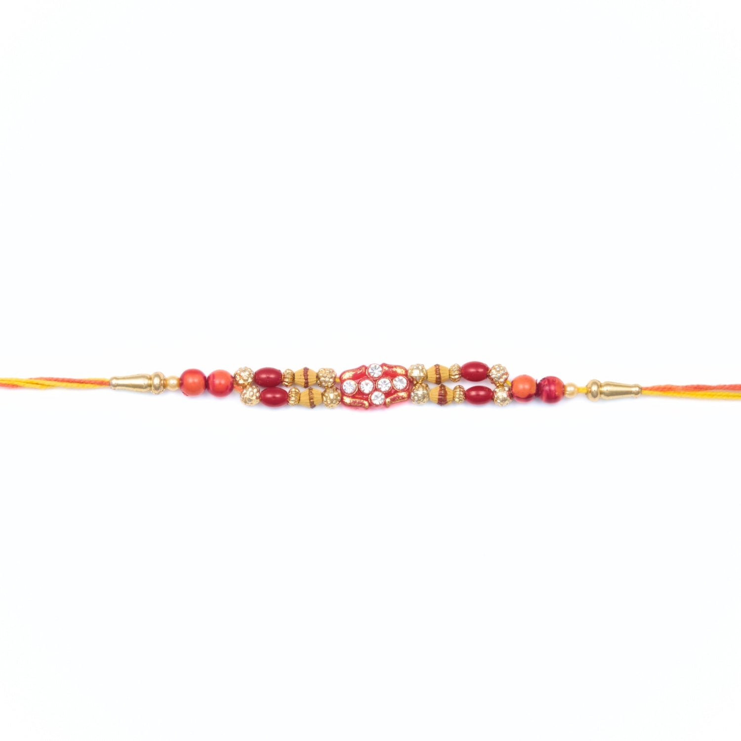 Red and gold Rakhi with beads and crystals – Rakhi with sweets option, shipped from Sydney