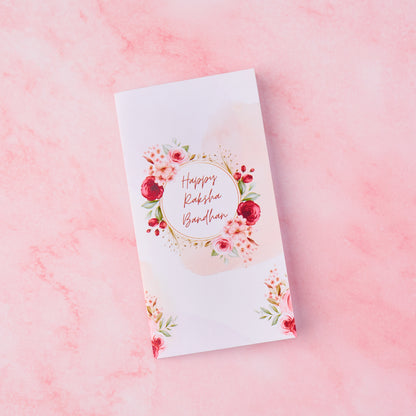 Floral Rakhi message card with rose design – part of Raksha Bandhan roli chawal gift add-on