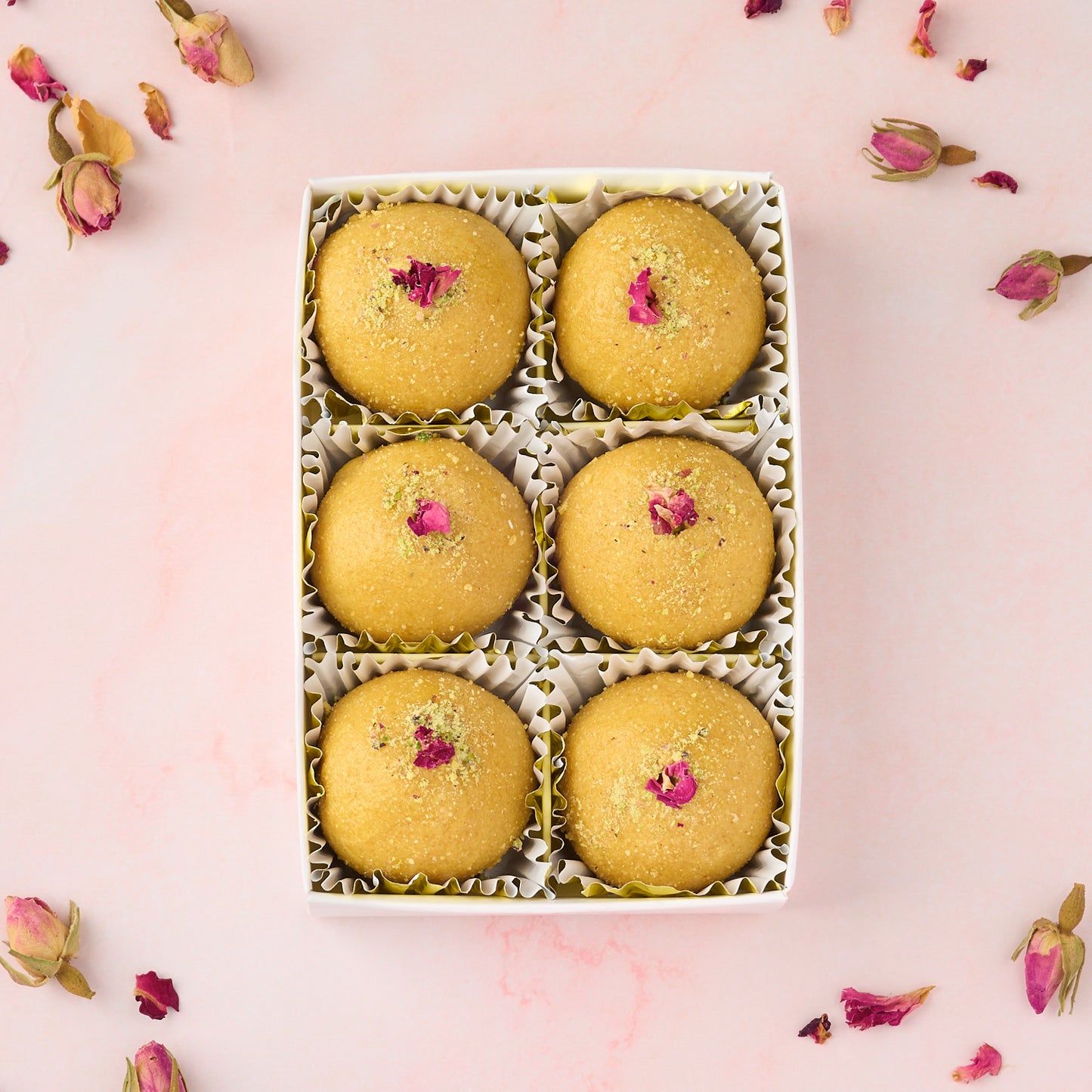 6 piece Besan Laddoo Gift Box made with desi ghee slow roasted gram flour traditional Indian sweet gifting Australia