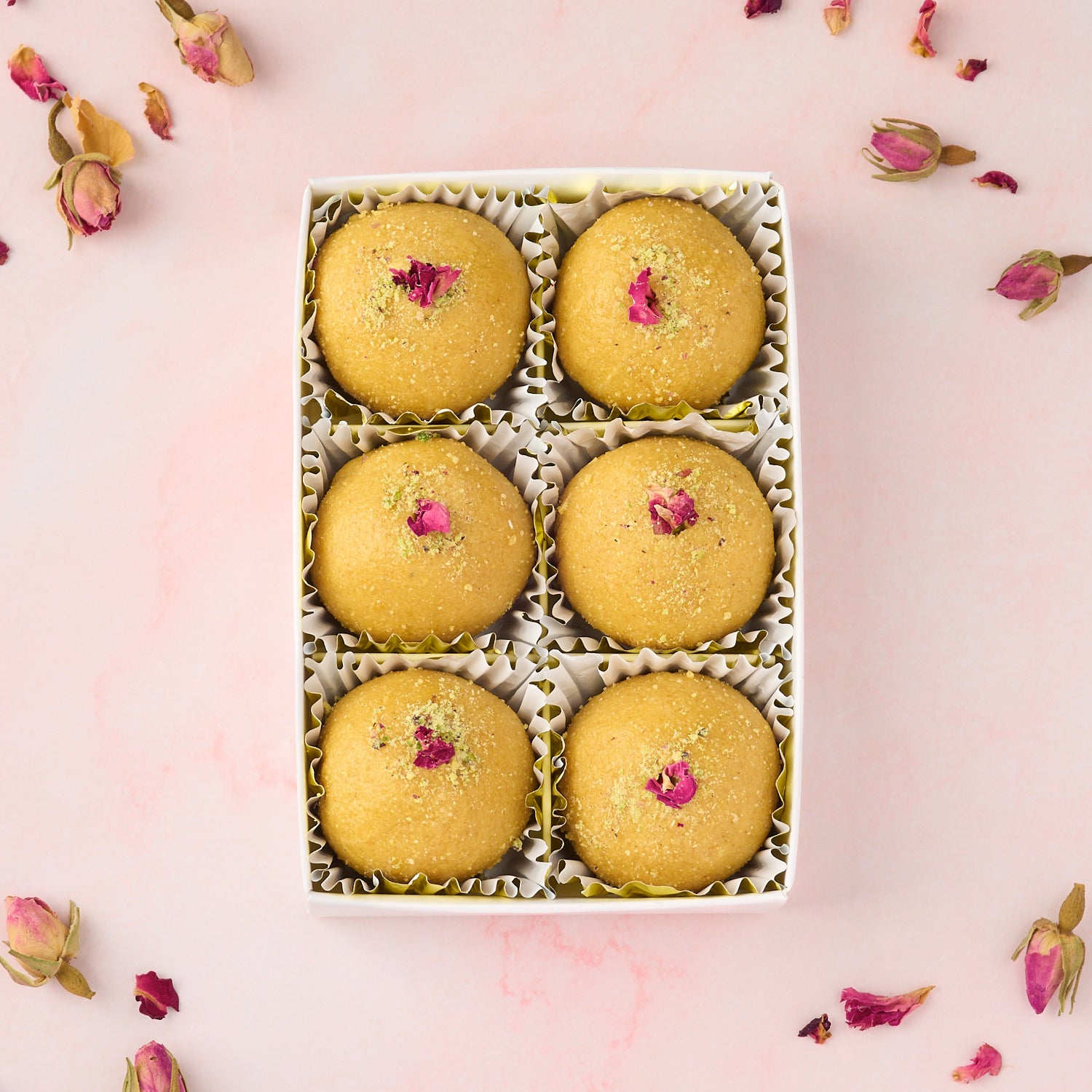 6 piece Besan Laddoo Gift Box made with desi ghee slow roasted gram flour traditional Indian sweet gifting Australia