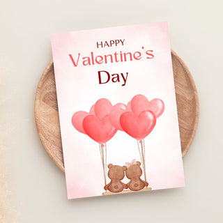 Happy Valentine’s Day - Teddy with Heart Balloons