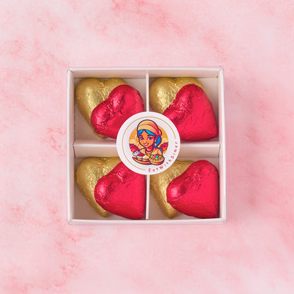 Red and gold heart chocolate box with 8 heart-shaped chocolates in a white gift box, luxury chocolate gift suitable for Valentine’s Day and romantic gifting in Australia