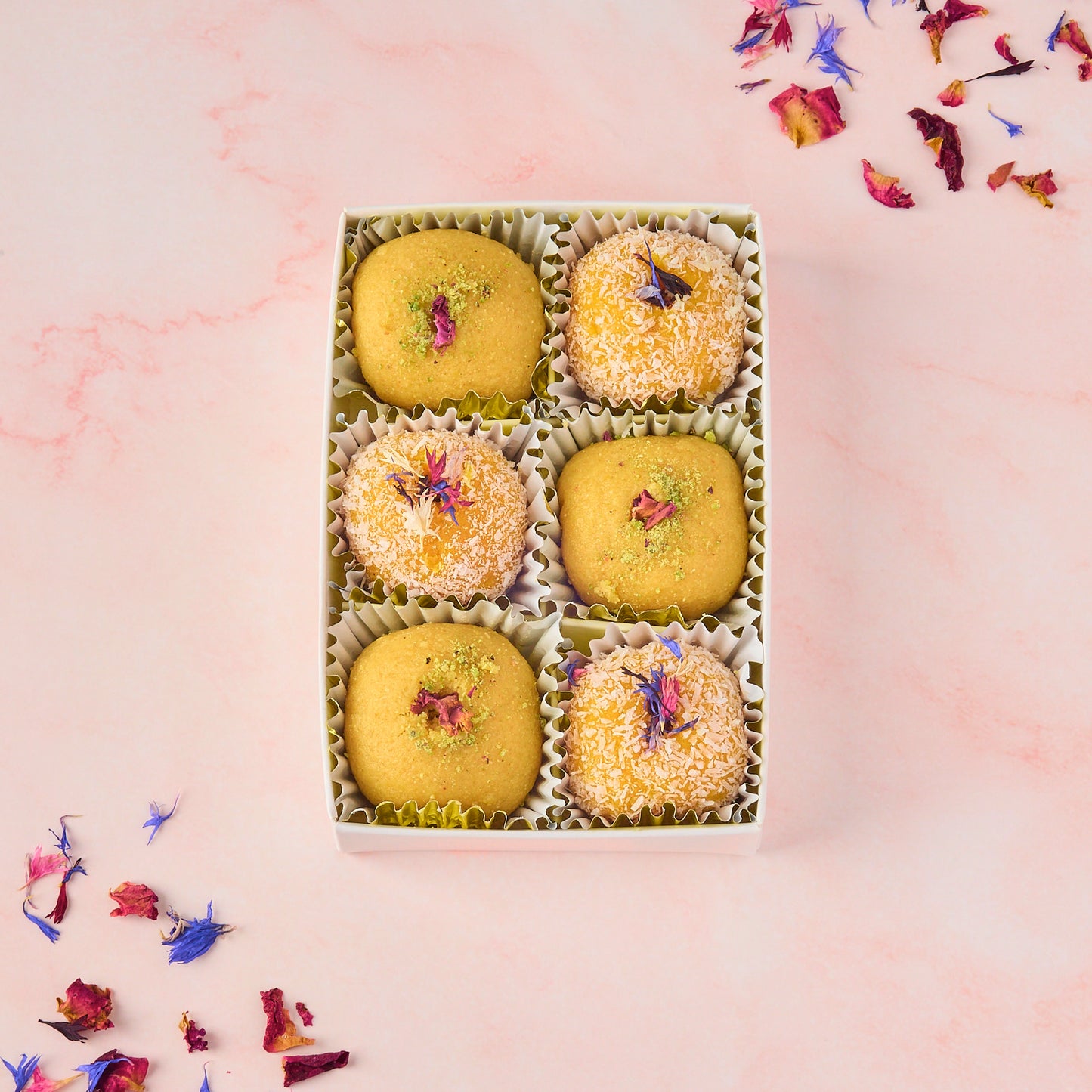 6 piece Mango Coconut and Besan Laddoo Gift Box assorted traditional and fusion laddoos ready to gift Australia