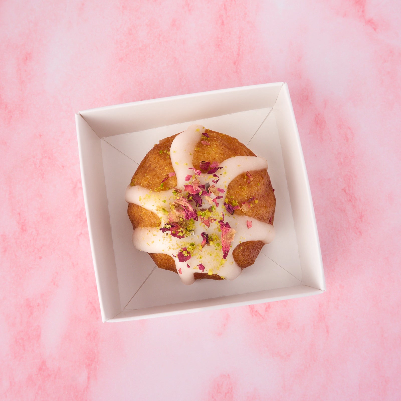 Mini gulab jamun cake in white return gift box for Indian sweet gifting in Australia