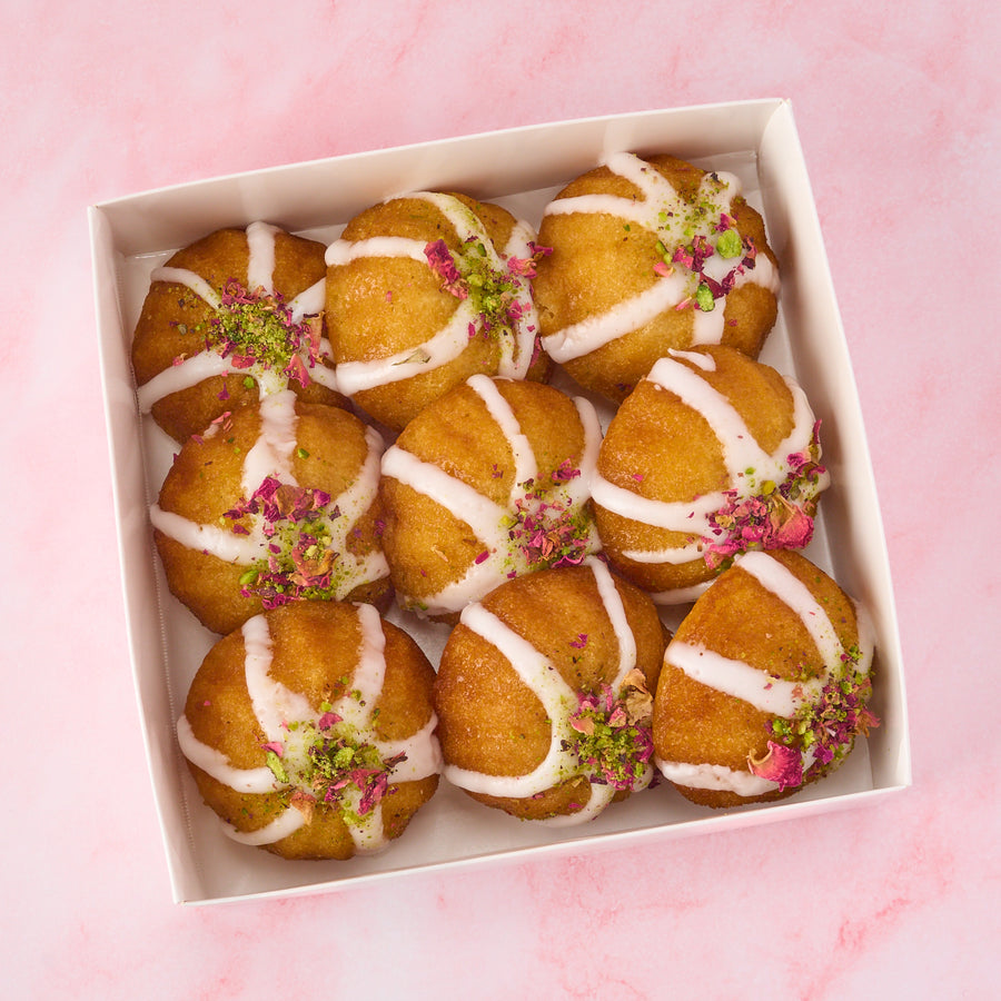 Eggless mini gulab jamun cakes in 9 piece gift box modern Indian sweets by EatWithSimer