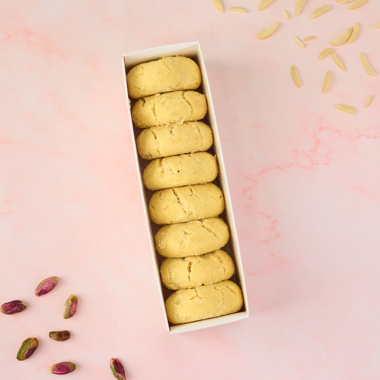 Nankhatai biscuits arranged in gift box packaging, traditional Indian cookie box suitable for gifting