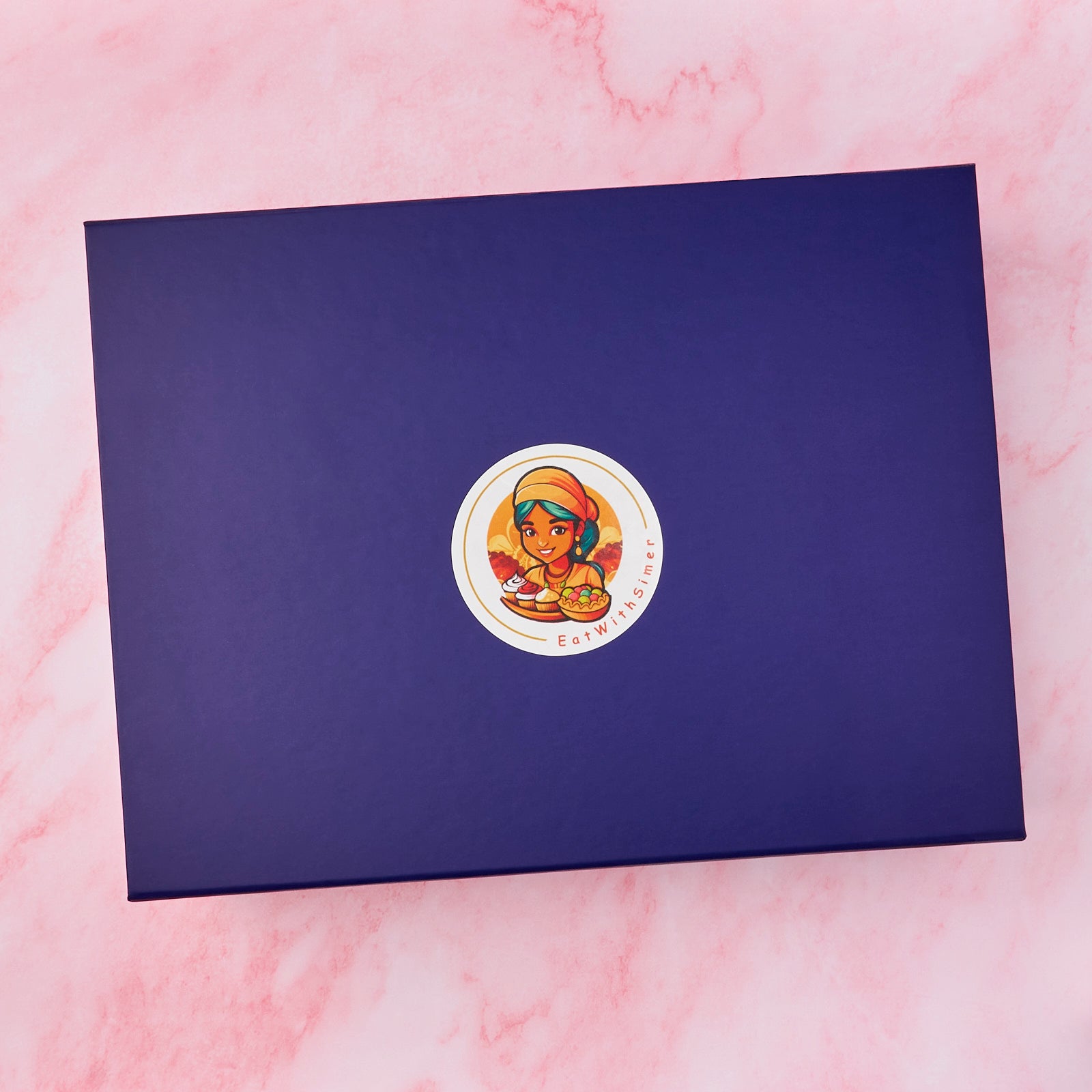 Navy blue magnetic gift box used for Indian gift hamper presentation
