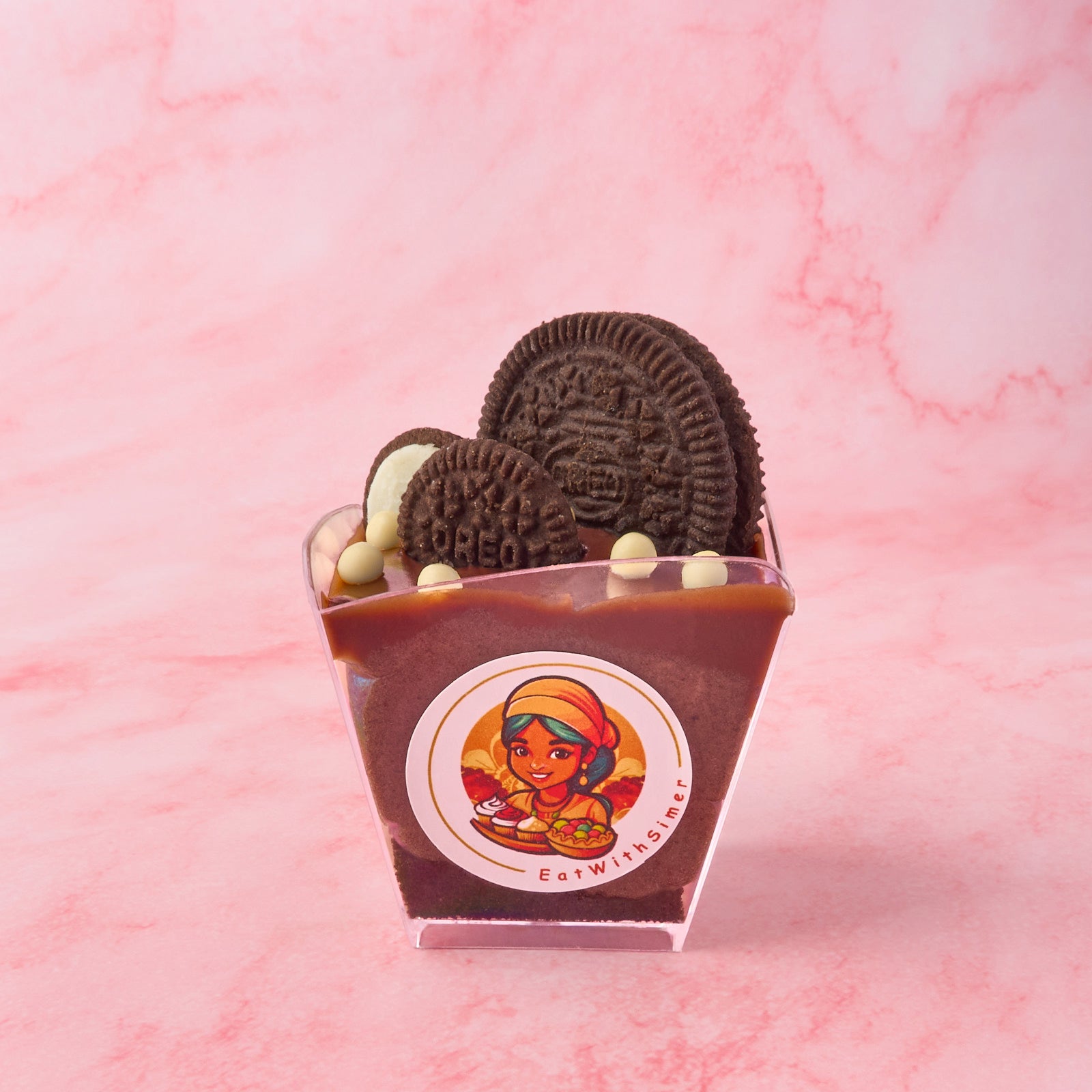 Medium Oreo Chocolate Mousse Dessert Cup in Sydney with layered chocolate mousse, ganache and Oreo biscuit base for parties and events