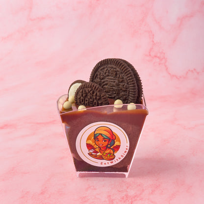 Medium Oreo Chocolate Mousse Dessert Cup in Sydney with layered chocolate mousse, ganache and Oreo biscuit base for parties and events