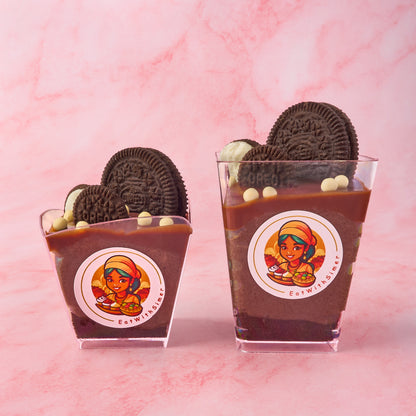 Oreo Chocolate Mousse Dessert Cups for birthdays and corporate events in Sydney with defined chocolate layers and Oreo topping