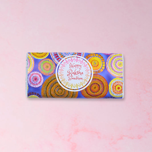 Raksha Bandhan chocolate bar with blue festive wrapper
