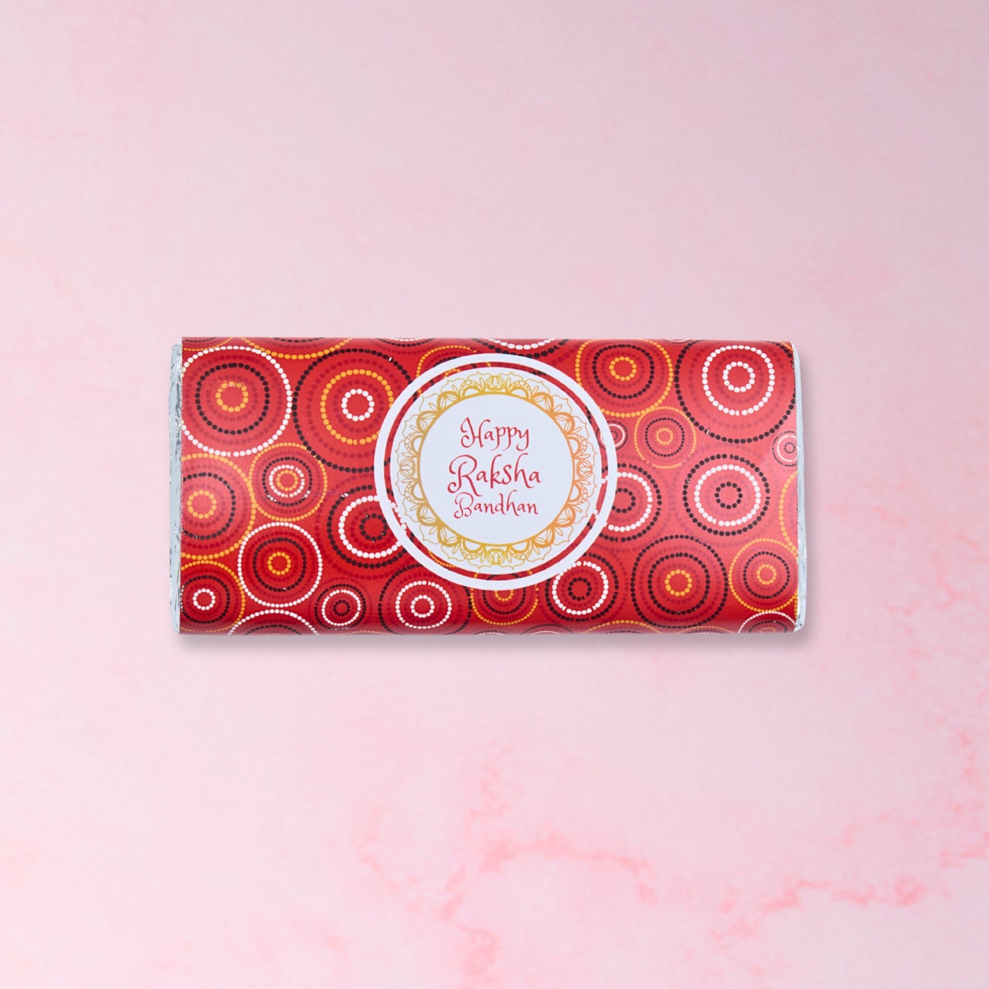 Raksha Bandhan chocolate bar with red festive wrapper