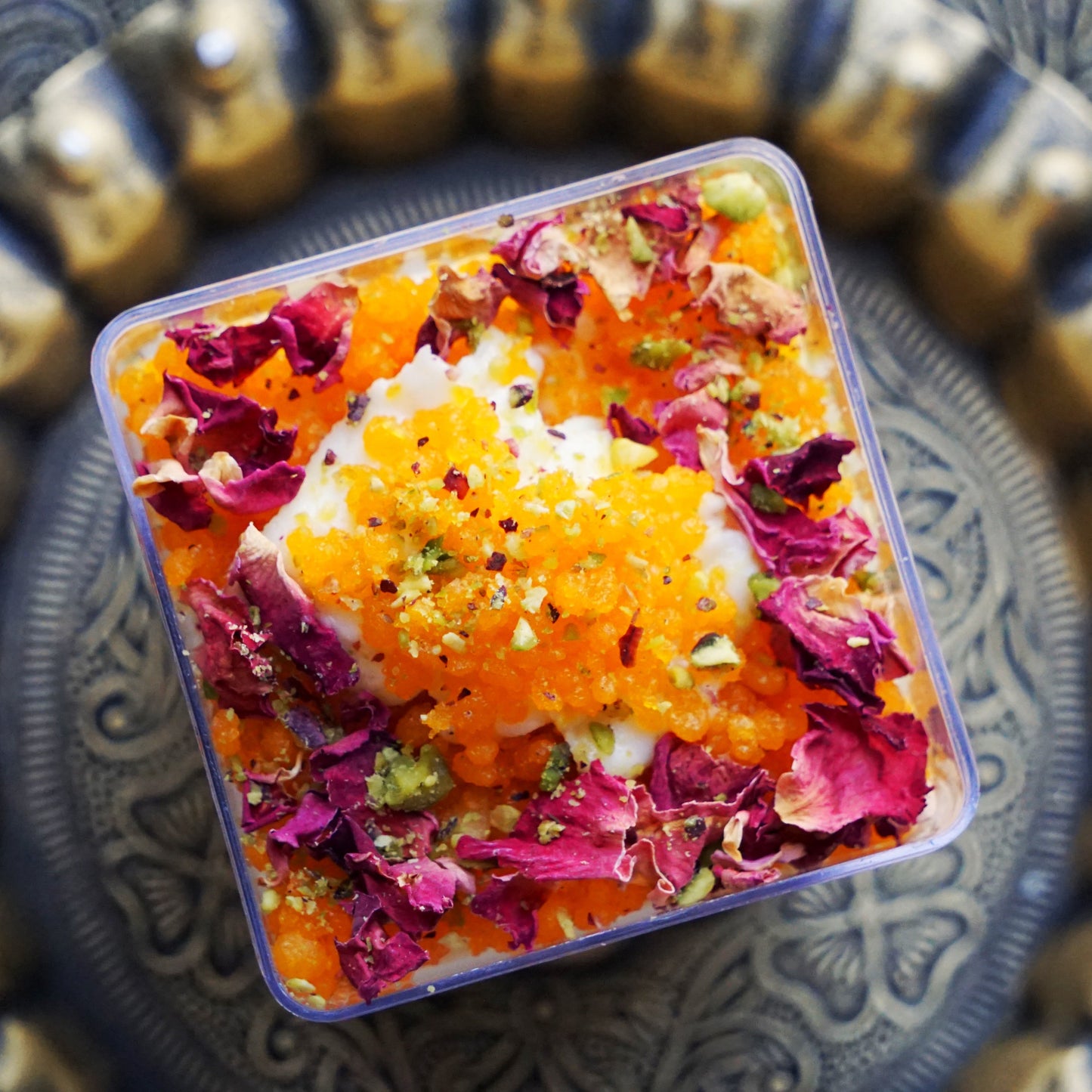 Kesar Motichoor Cheesecake Cups